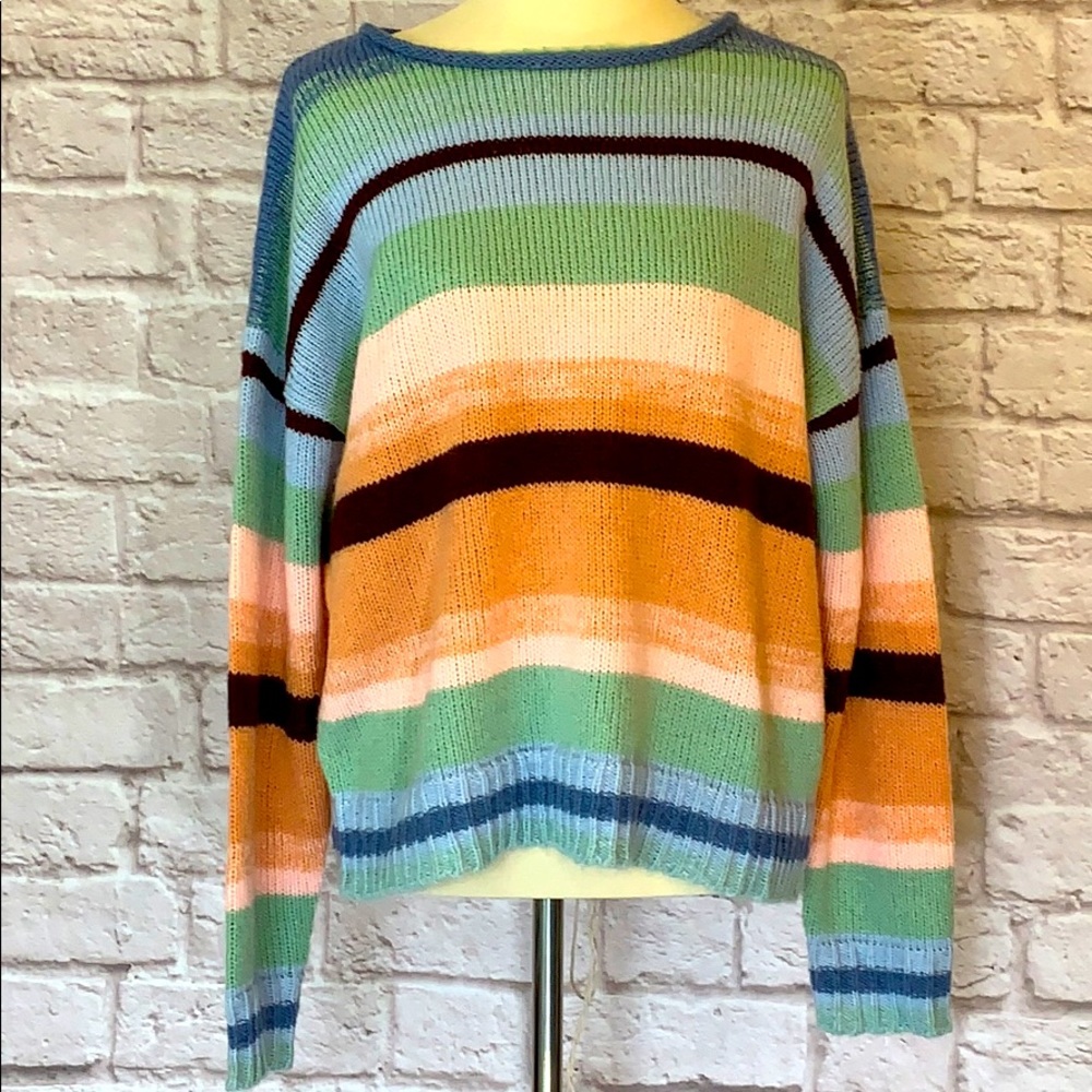 Sundance Joyful Stripe Pullover Sweater, large